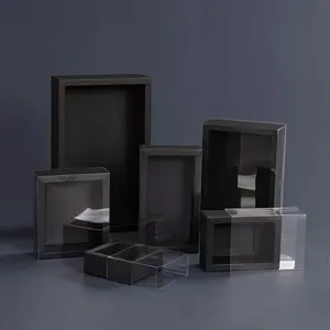 Confezione regalo scorrevole con cassetto in carta di cartone con stampa personalizzata riciclabile con coperchio trasparente trasparente
