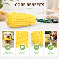 Jouets à mâcher pour chiots en forme de maïs jaune vif, résistants aux morsures, durables, pour la dentition et l'entraînement au nettoyage des dents des chiots