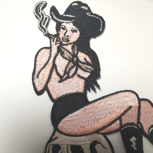 Sexy Người Phụ Nữ Đầy Đủ Trở Lại Kích Thước Thêu Sắt Trên Các Bản Vá Lỗi Xe Máy <span class=keywords><strong>Biker</strong></span> Áo Khoác Quần Áo May Thêu Các Bản Vá Lỗi - Product Image 4