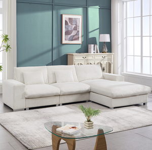 Modern Nordic L-Shaped Polyester <b>Sofa</b> <b>Bed</b> Set with Memory Foam Wooden Legs-Modular <b>Sofa</b> for Living Room - Product Image 4