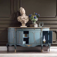 Meuble console, buffet et table de réception en bois massif sculpté, style antique, pour hall d'hôtel de luxe européen, vente en gros
