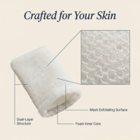 Sac à savon en filet double couche exfoliant avec noyau en mousse, support de savon multicolore pour douche et bain