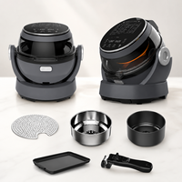 Nouvel Arrivage Friteuse à Air Rotative 6L 1700W avec Contrôle Tactile, 6 Fonctions en 1, Cuve Antiadhésive, Prise VDE, Friteuse à Air Rotative Domestique
