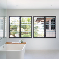 Fenêtre à persiennes en verre dépoli réglable pour salle de bain, avec fonction de ventilation et d'intimité, persiennes extérieures en aluminium et verre