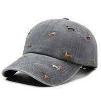Gorra de Béisbol Bordada con Dibujo de Perro Salchicha en Algodón Lavado Suave, Ajustable, con Logotipo Personalizado