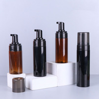 Bouteille en plastique PET ambrée ronde avec pompe à mousse, 100ml, 120ml, 150ml, 200ml, 250ml, couleur marron, avec bouchon à mousse – Vente en gros