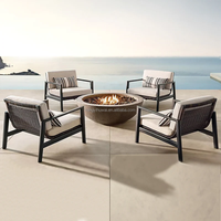 Ensemble de mobilier de conversation de luxe moderne pour extérieur, avec table foyer au propane et canapé, structure en aluminium, pour jardin, resort et patio