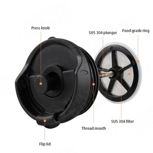 Ensemble de presse à café de voyage, presse à café et à thé de voyage en acier inoxydable, 15 onces, .45 litres, noir - Product Image 4