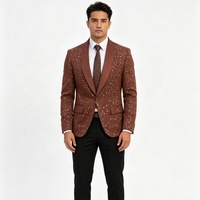 Blazer homme à revers châle scintillant avec points de paillettes, simple boutonnage, veste de costume de soirée Sehe Fashion