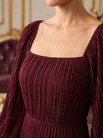 Robe de soirée sirène mi-longue à col carré et manches bouffantes personnalisée en gros
