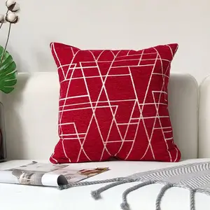 18x18 şönil geometrik çizgiler süslemeleri atmak yastık kılıfı baskılı Cushioncover ev yatak kanepe