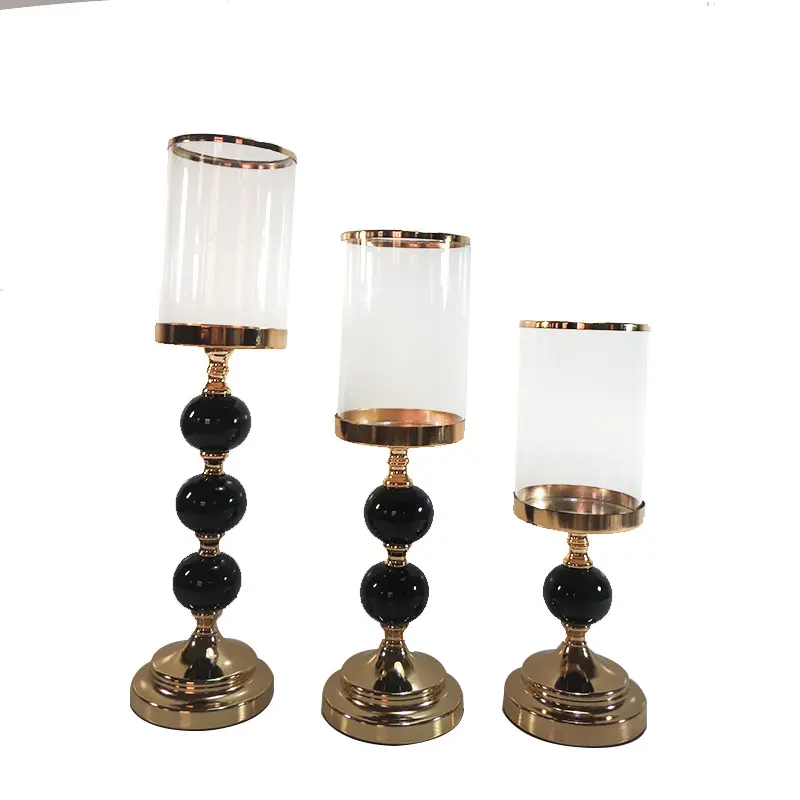 Luxury Candle Holder Table Nordic Candle Stick Wedding Candlesticks Glass with Metal Stand Gold For Candelabra