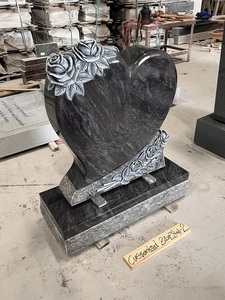 Stèle funéraire antique <span class=keywords><strong>en</strong></span> <span class=keywords><strong>granit</strong></span> sculpté de style américain avec motif de rose pour cimetières, tombes et monuments - Product Image 3