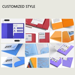 Customize <b>A4</b> <b>Lamination</b> Embossed Debossed Business Card Slot Cardboard Art Document Presentation Folder - Product Image 4