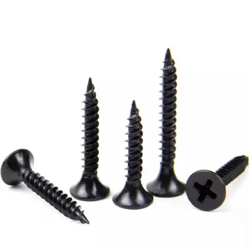 #6 x 2" Drywall Screws Black Phosphate Coated Flat Bugle Head Phillips Drive Fast Coarse Thread Screw for Wood Sheetrock Studs