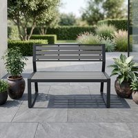 Banc de jardin moderne pour extérieur avec structure en acier et assise en bois pour terrasse