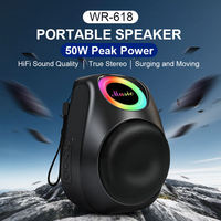 Altavoz Portátil Inalámbrico con Bajos Potentes de 50W, Batería de 4000mAh y Luz RGB para Viajes