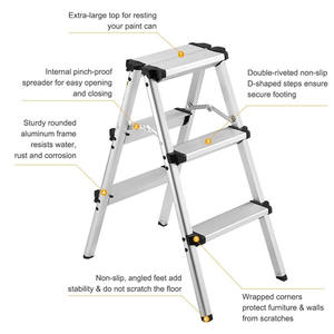 150 كجم تحميل 2x3 خطوات الألومنيوم العمل منصة ، الألومنيوم متعددة الأغراض سلم قابل للطي - Product Image 4