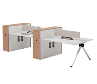 Poste de travail de direction moderne en panneau écologique de qualité E1 9 mm, avec boîte de rangement pour câbles, armoire latérale à grande capacité et ventilateur de refroidissement double tête