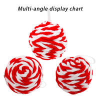 Boule de Noël en mousse pelucheuse rayée rose, rouge et blanche en gros, pendentif pour arbre de Noël, décoration de fête festive