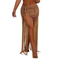 Gehaakte strandrok met kwastjes voor dames, doorschijnend, uitgehold, zomerse bikini-cover-up
