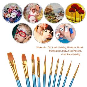 Spitz-Runde Pinsel Set 10 Stück Spitze Nylon Haar Blau Griff Künstler Detail Pinsel Set Artis Artis Heißer jepang - Product Image 6