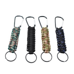 Paracord Carabiner Keychain Black Zinc Alloy Seven Core Braided Key Ring Hook Outdoor Survival Gear - Product Image 4