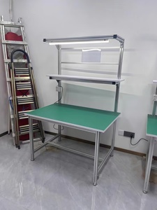 Farit Aluminum Profile Woodworking Workbench Double Layer Assembly <b>Bench</b> Illuminated Operation Table Drawers Motorized - Product Image 4