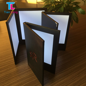 Cubierta de menú LED recargable M8514 con retroiluminación LED Cajas de luz de publicidad de PU lisas negras iluminadas populares - Product Image 5