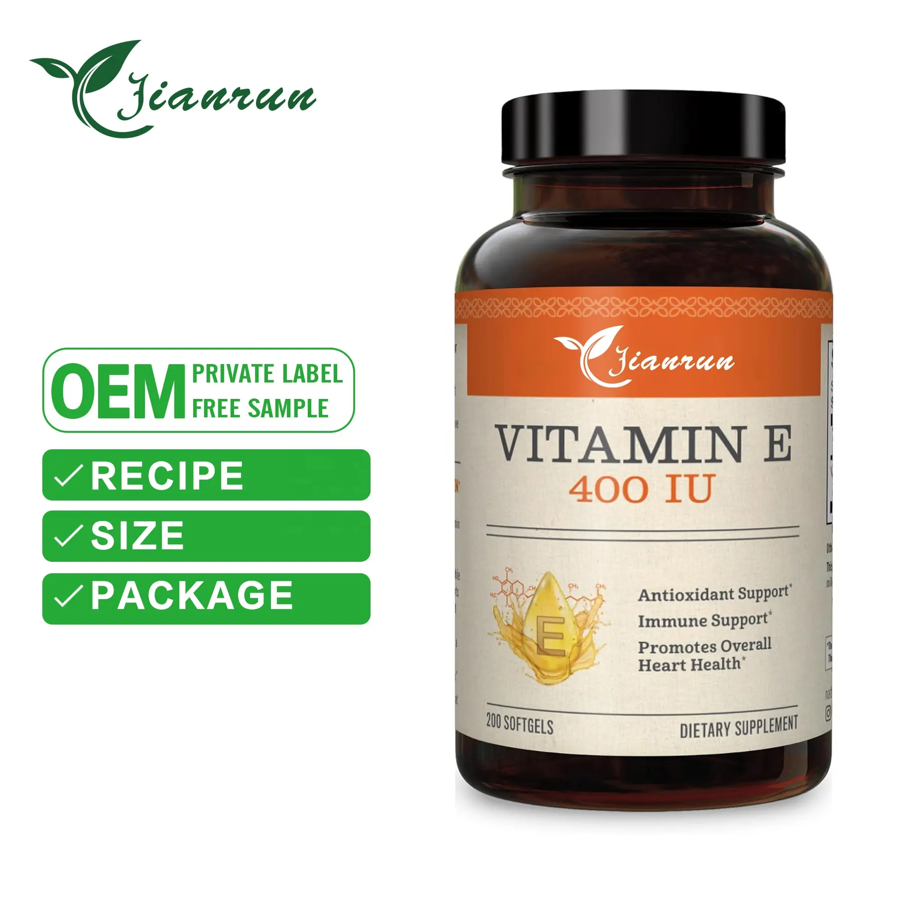 Vitamine E 400 Iu Softgels 180Mg Dl-Alfa-Rijk Voedingssupplement Voor De Huid Gezondheidsondersteuning Vitamine E Capsules