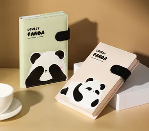 Hot New Cute Panda PU Cover Scheme Cartoon Schedule Planner Student Punch Card Self-Discipline Notebook