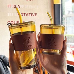 Vaso de Vidrio Creativo al por Mayor, Estilo Ins, para Celebridades de Internet, con Logotipo Impreso, Publicitario, de Doble Uso, con Pajita - Product Image 1