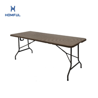 HOMFUL HDPE Rattan Klapptisch 180cm 6ft Ineinandergreifbarer Kunststoff-Tisch für Bankette, Partys, Picknicks, Garten, Camping und Veranstaltungen
