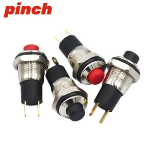 Interruptor de botón pulsador metálico de 10 mm, 2 pines, chapado en oro, autoblocante con tuerca, 1NO, 16A, 24V, IP40 - Product Image 4