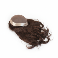 Prothèse capillaire de haute qualité pour femme, mono-toupet, maille ondulée 40 mm avec PU, cheveux Remy européens, 100 % noués à la main, densité 120 %