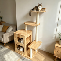 Meubles pour chats de luxe durables et écologiques en gros : Grande tour griffoir, condo, arbre à grimper et maison pour chats de grande taille avec base stable