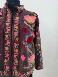 Veste Suzani brodée à la main exclusive, veste Suzani en coton, tissu TNT, veste bohème pour femmes, veste Suzani brodée SALT - Product Image 4