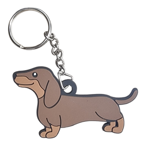 Llavero de PVC Suave Personalizado con Forma de Perro Dachshund, Anillo de Goma 2D con Logotipo Personalizado, Regalo Promocional - Product Image 1