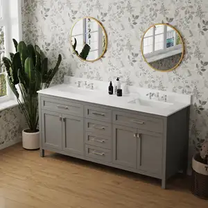 59 Inch Luxury 6 Drawers Floor Mounted Bathroom Sink Vanity With Rock Slate Countertop 150cm Cabinet