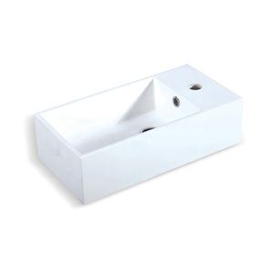 Oleah grosir persegi panjang sederhana wastafel warna putih beton kamar mandi wastafel restoran meja wastafel untuk kamar mandi - Product Image 1