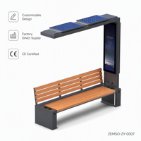 Banc de rue intelligent multifonctionnel avec station de charge solaire, chargeur sans fil pour téléphone et WiFi pour la décoration des parcs urbains modernes