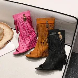 Lock Último diseño Damen <span class=keywords><strong>Stiefel</strong></span> Tassel Trendy L Botines de mujer 2025 para dama - Product Image 1