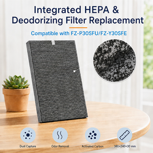 Filtre de remplacement pour <span class=keywords><strong>purificateur</strong></span> <span class=keywords><strong>d</strong></span>'<span class=keywords><strong>air</strong></span>, <span class=keywords><strong>prix</strong></span> usine, 3-en-1, composite H12 HEPA carbone, compatible avec les modèles FZ-P30SFU FP-P30U KC-830U - Product Image 4