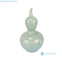 Vase en porcelaine traditionnelle de Jingdezhen RYYH09-A-M, glaçure céladon, forme de gourde, décoration florale cristalline, vase de table écologique