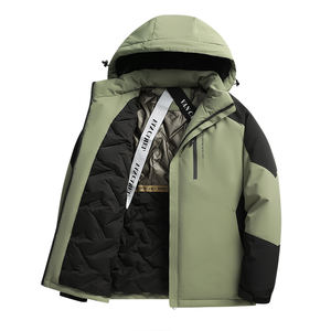 Autumn Winter Men's Long Loose Outdoor Mountaineering Windproof Warm Hooded <b>Fleece</b> <b>Jacket</b> <b>with</b> Bamboo Fiber and Polyester <b>Lining</b> - Product Image 2