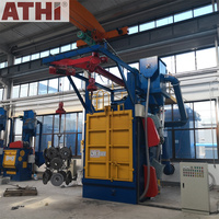Machine de sablage rotative ATHI en alliage d'aluminium, type crochet, avec moteur, engrenage, convoyeur à chaîne simple/double crochet, détartrage de jantes, nitrage, certifiée CE
