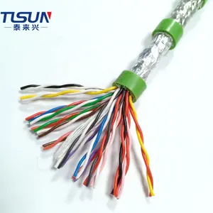 PUR flexible 32core 16pair 0.25mm2 twisted pair shielded control cable