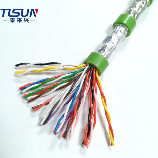 PUR Flexible 32core 16pair 0.25mm2 Twisted Pair Shielded Control Cable