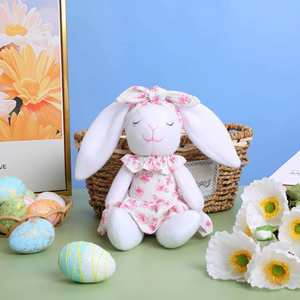 New Spring Long Ear Rabbit Plush <b>Doll</b> Floral Dress Flower Gnome Ornaments Easter Party Home Decor Christmas Factory - Product Image 3