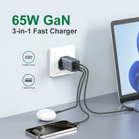 Adaptateur secteur USB C PD ultra fin KYT 65W UK EU GaN Type C pour HP Dell Lenovo